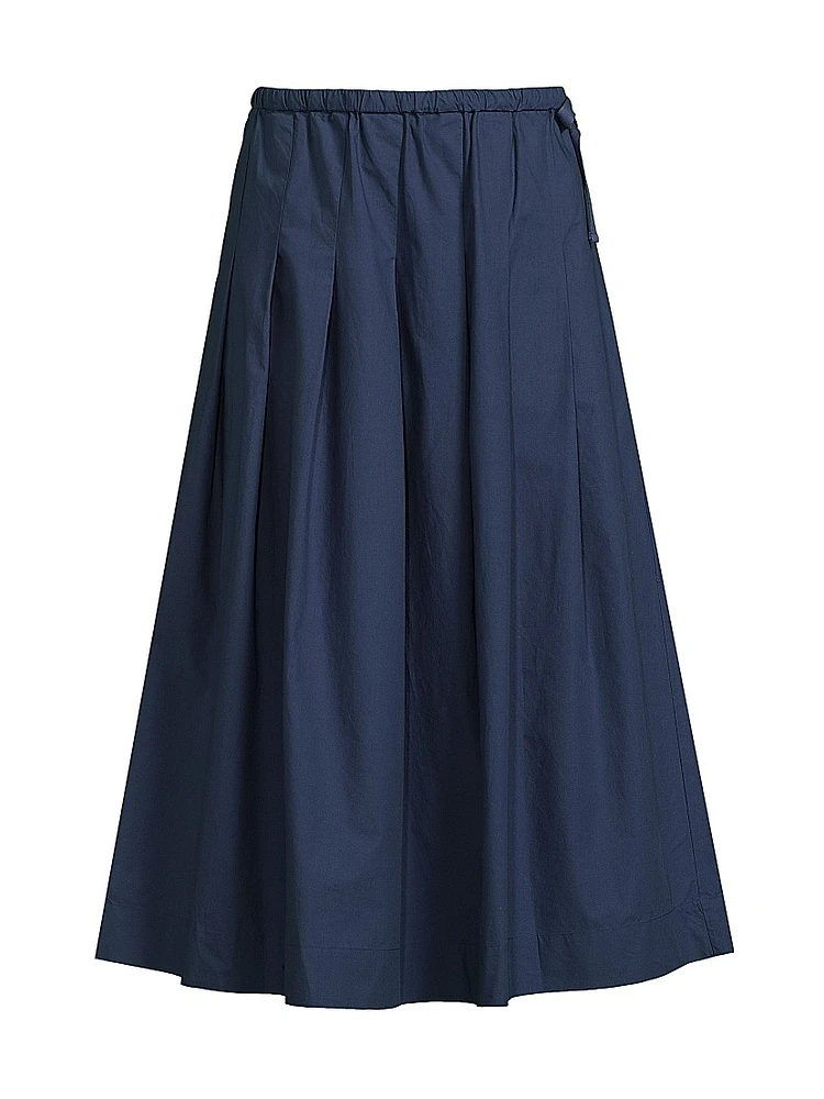 Siffa Pleated Cotton Midi-Skirt