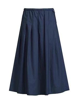 Siffa Pleated Cotton Midi-Skirt