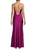 Lola Satin Cowlneck Gown