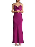 Lola Satin Cowlneck Gown