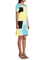 Abstract Boatneck A-Line Dress