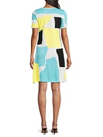 Abstract Boatneck A-Line Dress