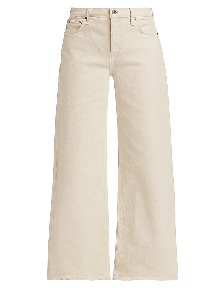 Stretch Mid-Rise Wide-Leg Crop Jeans