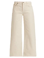 Stretch Mid-Rise Wide-Leg Crop Jeans