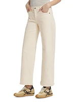 Stretch Mid-Rise Wide-Leg Crop Jeans