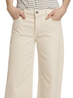 Stretch Mid-Rise Wide-Leg Crop Jeans
