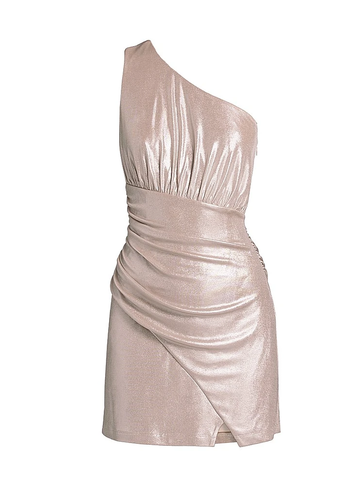 Amelie Metallic One-Shoulder Minidress
