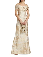 Metallic Jacquard Off-The-Shoulder Mermaid Gown