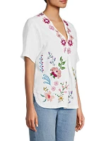 Maureen Embroidered Linen Blouse