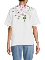 Maureen Embroidered Linen Blouse