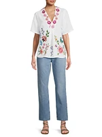 Maureen Embroidered Linen Blouse