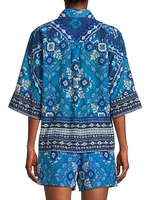 Printed Kimono-Sleeve Shirt