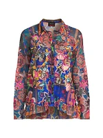 Mazzy Printed Mesh Button-Front Shirt