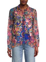 Mazzy Printed Mesh Button-Front Shirt