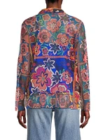Mazzy Printed Mesh Button-Front Shirt