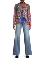 Mazzy Printed Mesh Button-Front Shirt