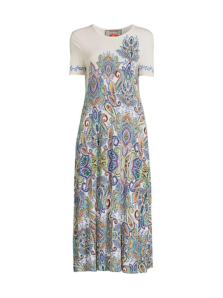 The Janie Favorite Paisley Stretch Jersey Midi-Dress