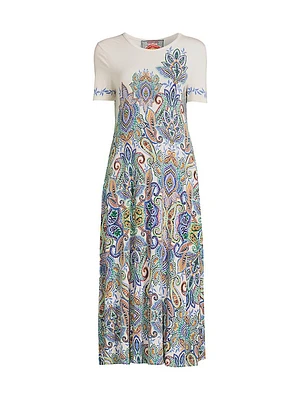 The Janie Favorite Paisley Stretch Jersey Midi-Dress