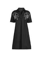 Floral-Embroidered Stretch-Cotton Minidress
