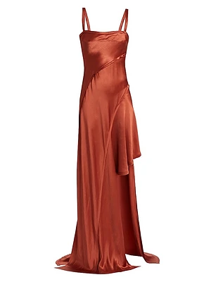 Crinkled Satin Bias Slip Gown