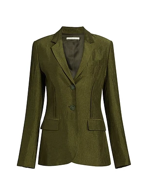 Crinkled Satin Single-Breasted Blazer