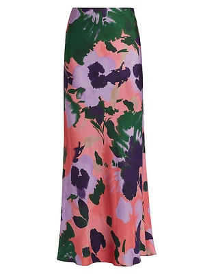 Julita Floral Silk Pull-On Maxi Skirt