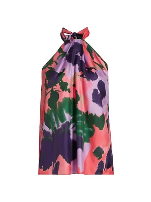 Florentine Floral Silk Halterneck Top