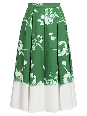 Carnation Dip-Dye Pleated Midi-Skirt