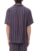 Linen Bowling Shirt with Voyage Imaginaire Print