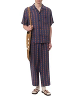 Linen Bowling Shirt with Voyage Imaginaire Print