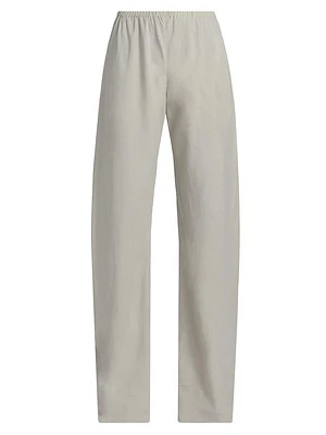 Gala Silk-Linen Pull-On Pants