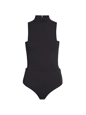 Crepe Jersey Mock Turtleneck Bodysuit