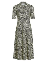 Floral Squiggle A-Line Polo Dress