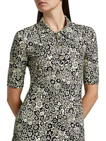 Floral Squiggle A-Line Polo Dress
