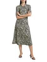 Floral Squiggle A-Line Polo Dress