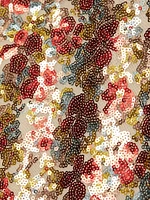 Floral-Sequined Short-Sleeve Gown