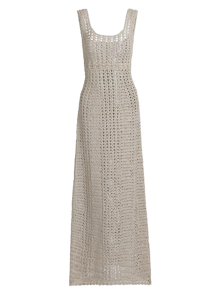 Hand-Crocheted Cotton Scoopneck Maxi Dress