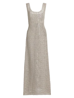 Hand-Crocheted Cotton Scoopneck Maxi Dress