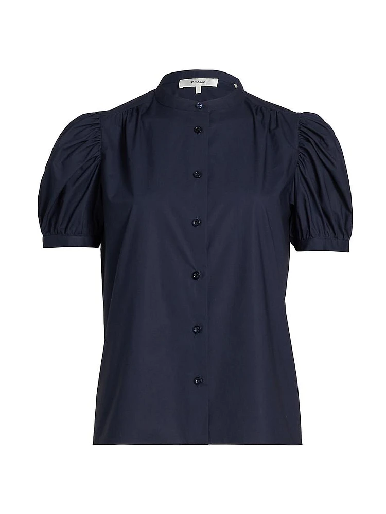 Gathered Puff-Sleeve Top