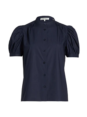 Gathered Puff-Sleeve Top