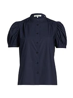 Gathered Puff-Sleeve Top