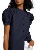 Gathered Puff-Sleeve Top