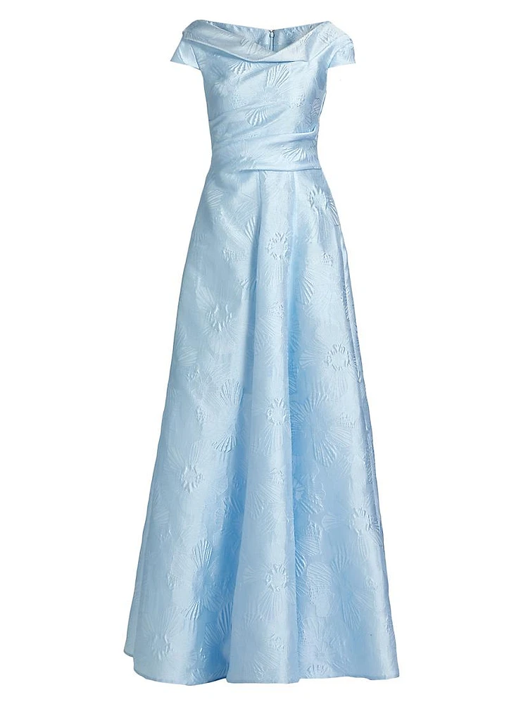 Floral Jacquard Fit & Flare Gown