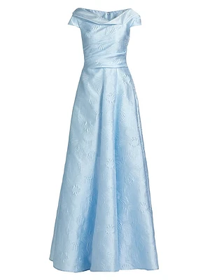 Floral Jacquard Fit & Flare Gown