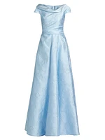 Floral Jacquard Fit & Flare Gown