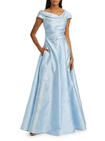 Floral Jacquard Fit & Flare Gown