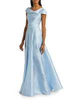 Floral Jacquard Fit & Flare Gown