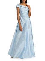 Floral Jacquard Fit & Flare Gown
