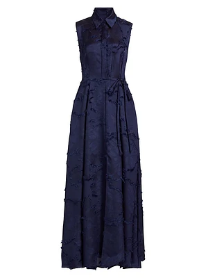 Satin Sleeveless Maxi Shirtdress