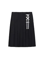 Pleated Gabardine Midi-Skirt